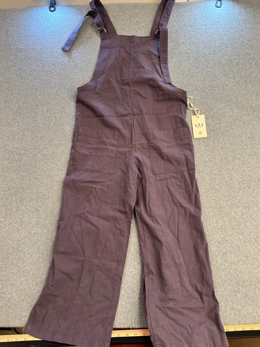 Letter To Juliet Linen Blend Wide-Leg Overalls in Deep Plum